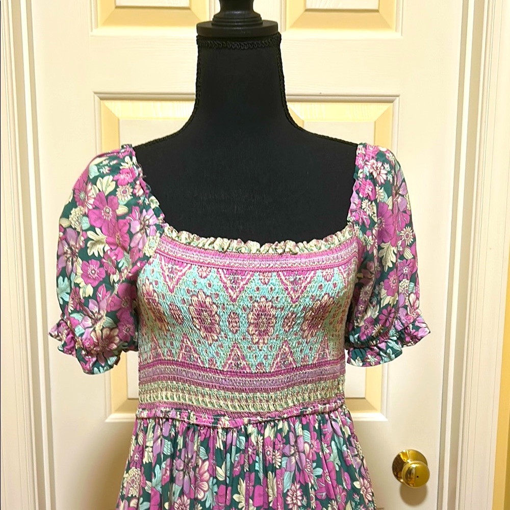 In Bloom Floral Dress - Pink and Green